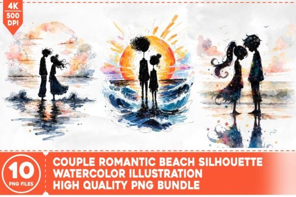 Download Couple Romantic Beach Silhouette - Beach silhouette Collection
