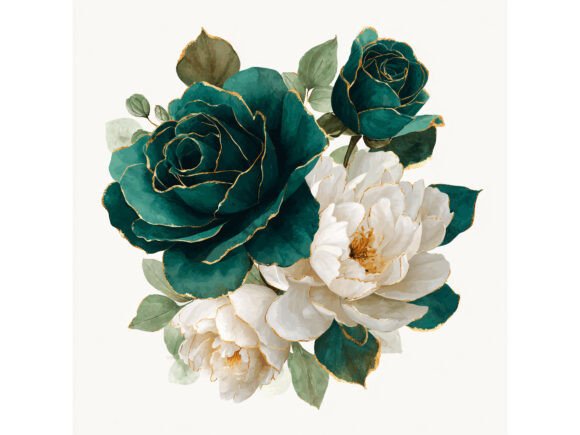 Download 14 JPG Emerald Gold Floral Set - Jpg Collection