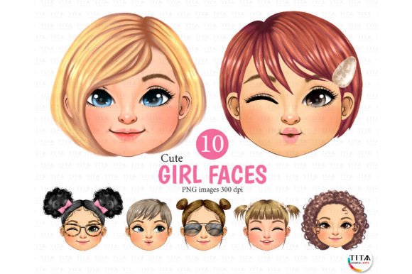 Download Cute Girl Faces Clipart - Premium Bundle