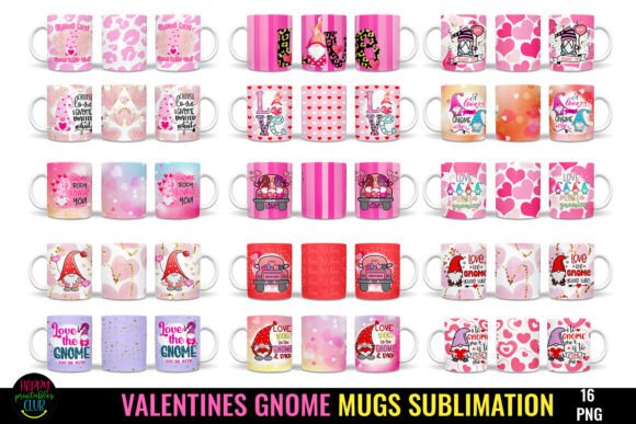 Download Valentines Gnome Mugs Sublimation Bundle - Valentines Collection