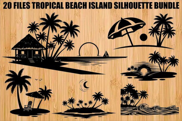 Download Tropical Beach Silhouette Bundle - Beach silhouette Collection