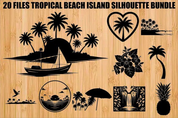 Download Tropical Beach Silhouette Bundle - Beach silhouette Collection