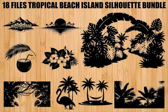 Download Tropical Beach Silhouette Bundle - Beach silhouette Collection