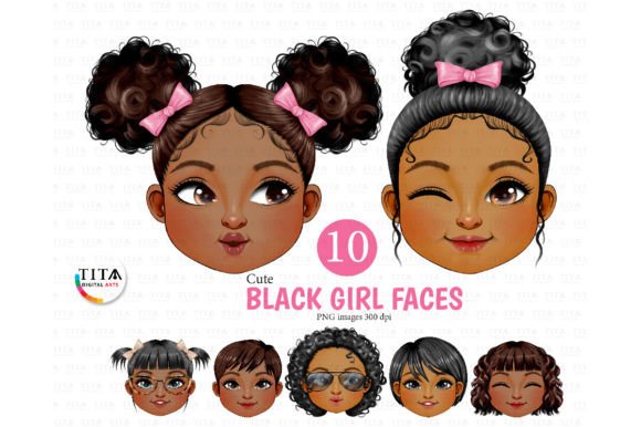 Download Cute Black Girl Faces Clipart - Premium Bundle