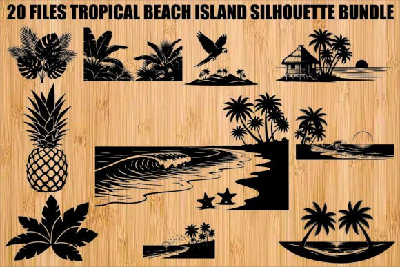 Download Tropical Beach Silhouette Bundle - Beach silhouette Collection
